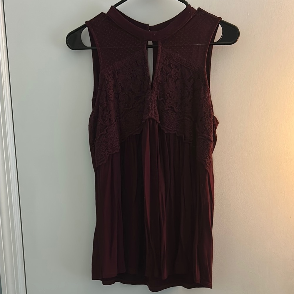 Maurices Red Pleated Cut Out Tank Top